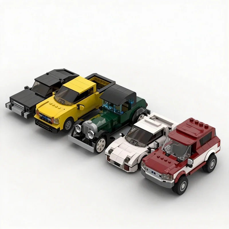 NEW 1357PCS Five Vehicle Pack MOC Car Model Custom Puzzle DIY Assembly Educational Toy Gift Collection Display Creative Blocks