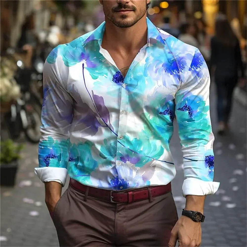 

Men's Shirt Pattern Floral Lapel Plus Size Street Street Daily Long Sleeve Printed Clothing Retro Designer Basic Casual