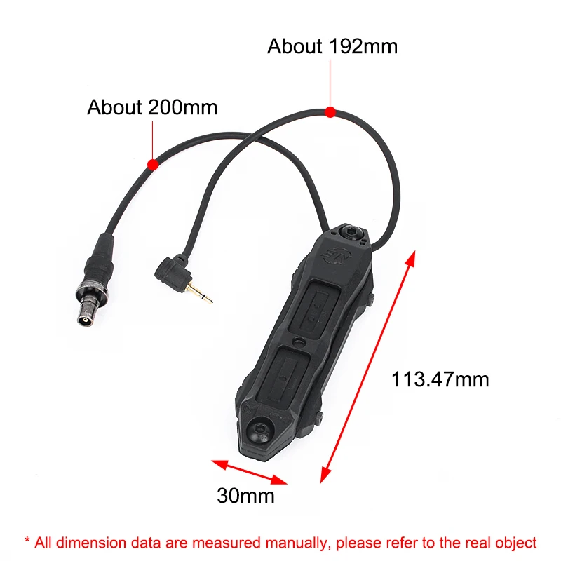 Interrupteur de lampe de poche tactique à pression augmentée, double fonction de télécommande, pour la chasse Surefir M300 M600 DBAL A2 PEQ 15