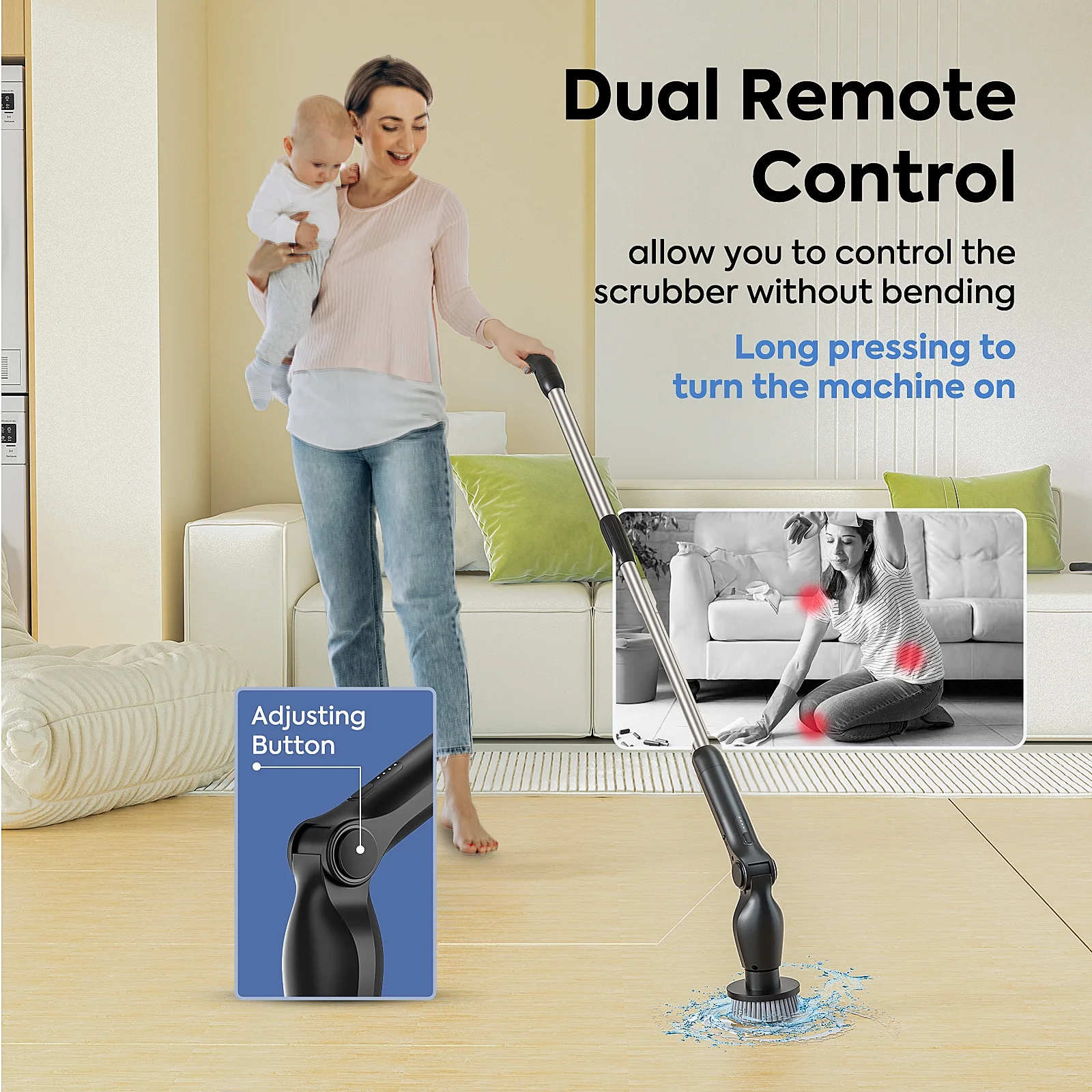 

9 In 1 Adjustable Angle Electric Cleaning Brush with Remote Control Wireless Adjustable Cleaning Tool