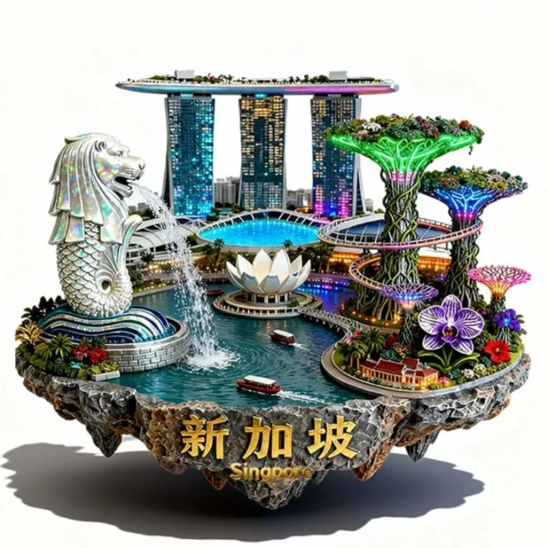 Singapore Fridge Magnets Metal Material Merlion Marina Bay Sands Fridge Stickers Birthday Gifts Home Decoration