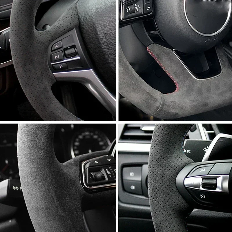 Hand-stitched Car Steering Wheel Cover Braid for Mercedes Benz AMG CLA  C-class C43 E-class E53 AMG CLE53 Suede Car Accessories