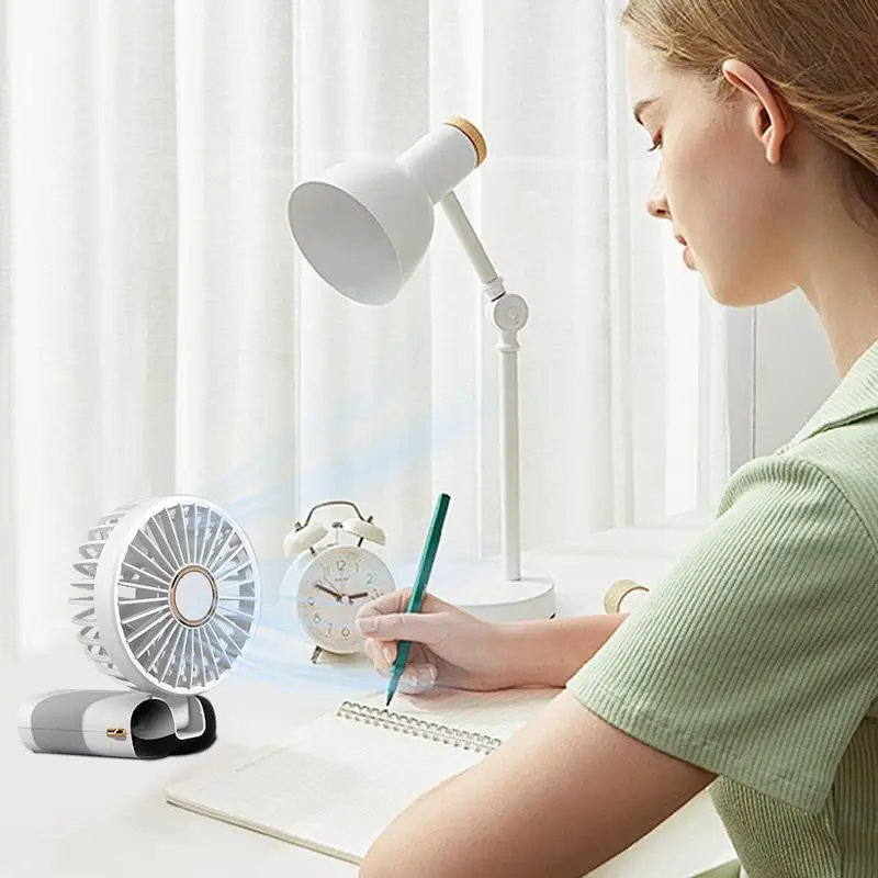 

Portable Handheld Fan With Phone Holder Personal Foldable Standing Fan LED Digital Display USB Rechargeable Fan With 5 Speeds