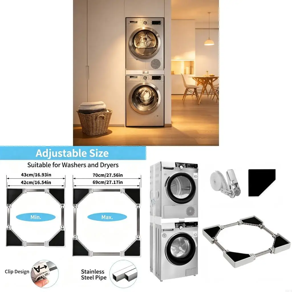 M6CB Washer Dryer Stacking with Adjustable Frame for Home Laundry