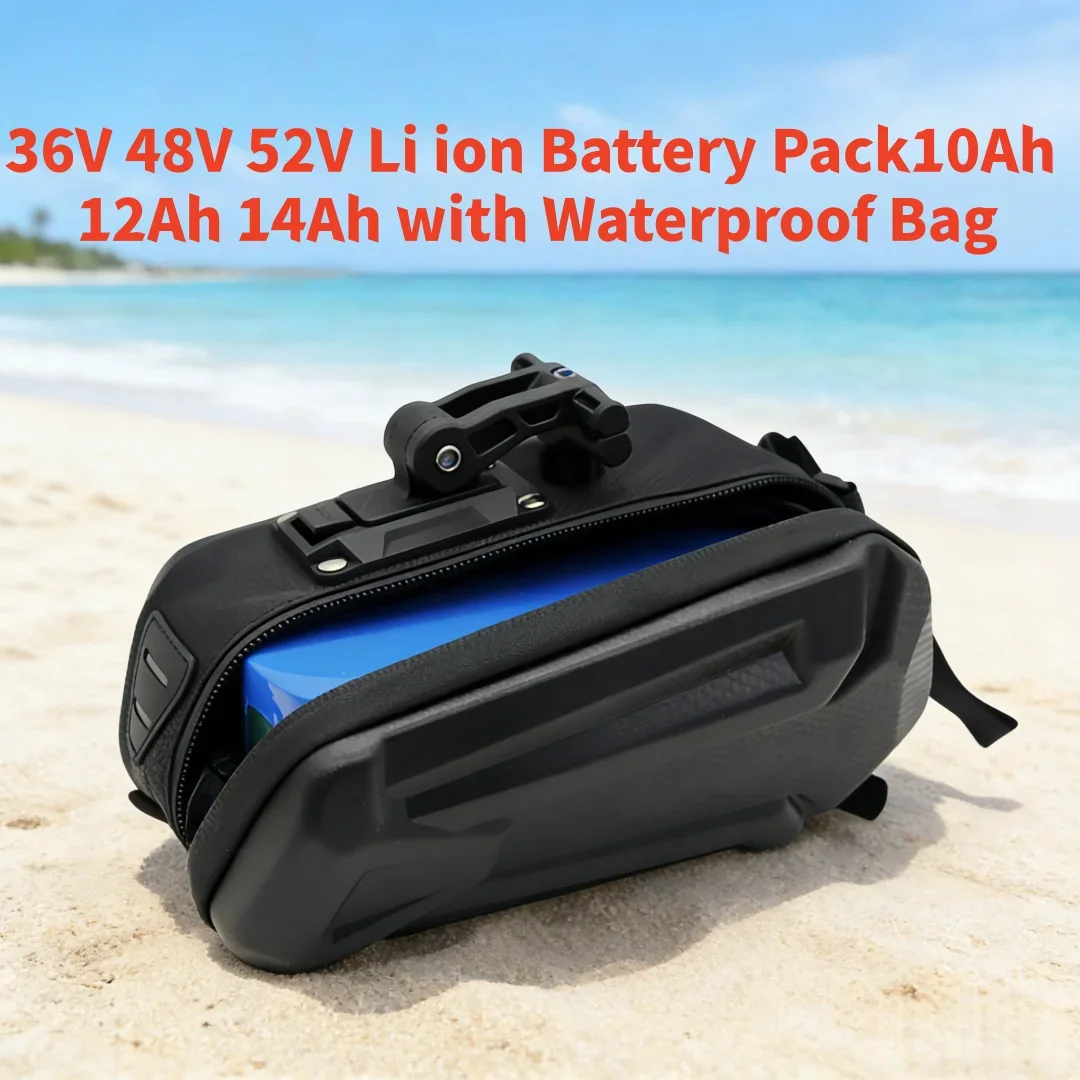 60V 52V 48V 36V Lithium Battery Pack 10Ah 12Ah Waterproof Li-ion Battery for 250W~750W Power Bicycle Scooter Electric Vehicle