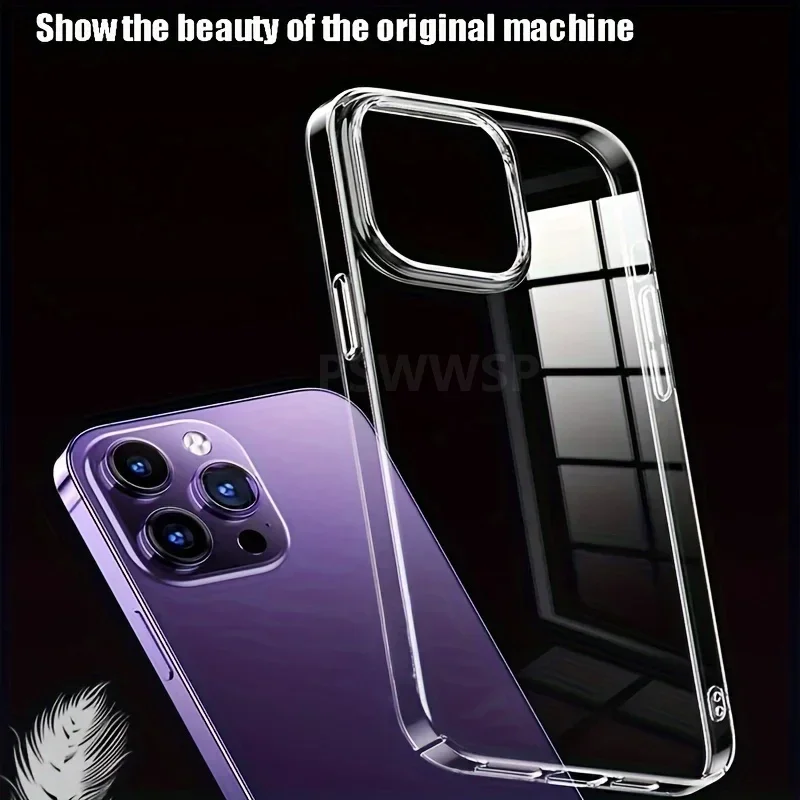 Funda transparente de lujo para iPhone 18 17 Air 16 15 14 Plus 13 12 11 Pro Max, acrílico duro HD claro, resistente a golpes 6