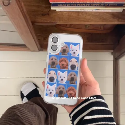 Korean Cute Cake Puppy Photo Booth INS Couple Phone Case For IPhone 16 15 14 13 12 11 Pro XS Max 7 8 Plus Lovely Cover Case