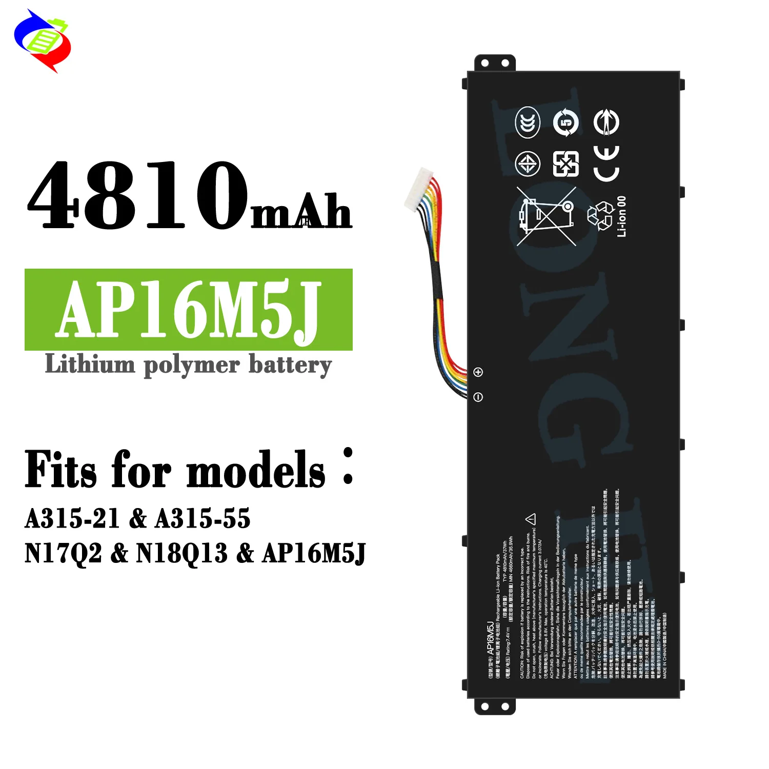 AP16M5J Laptop Battery for Acer Aspire 1 A114-31 Aspire 3 A314-31 A315-21 A315-51 Aspire 5 A515-51 ES1-523 Battery 7.7V