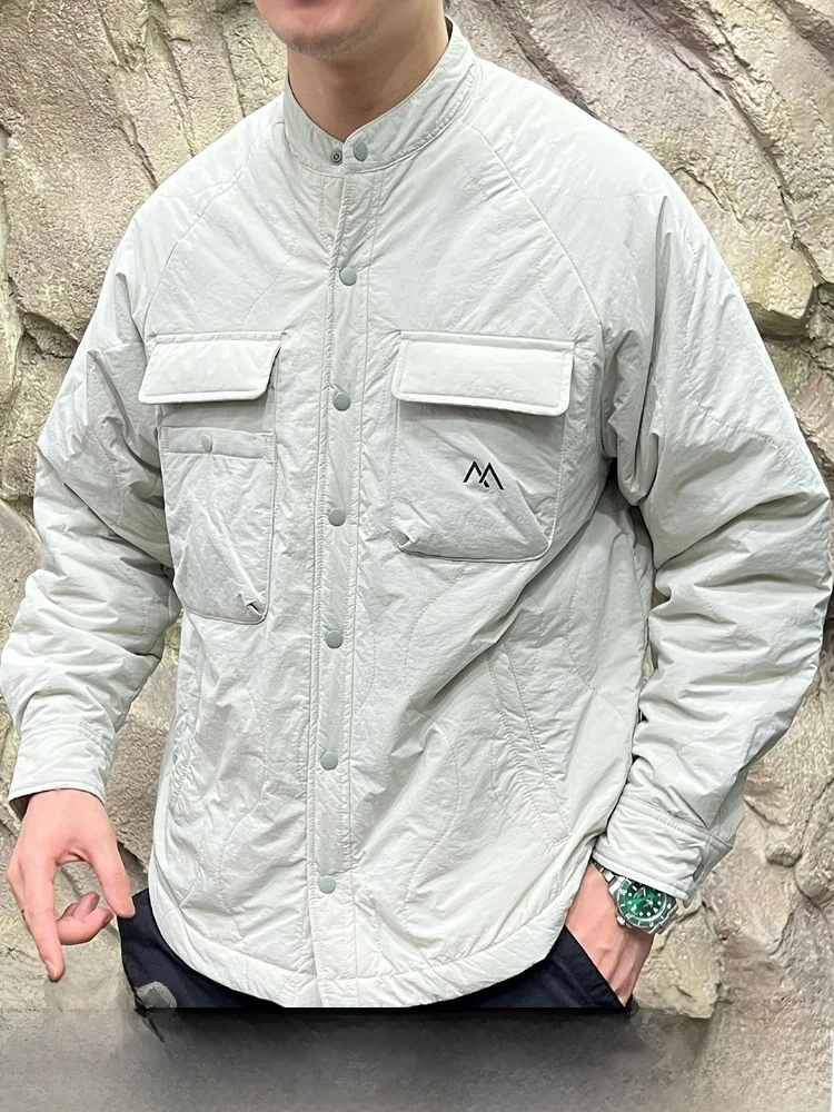 

Теплая хлопковая мужская стеганая куртка-пальто с воротником-стойкой, водонепроницаемая, осенне-зимняя, молодежная, повседневная, с длинными рукавами, на пуговицах, цветная