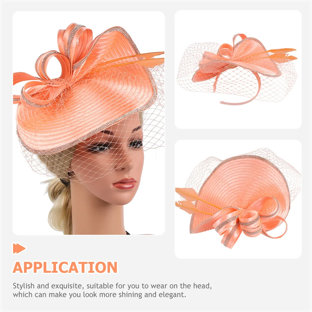 

Mesh Yarn Hats Fascinators Women Elegant Shiny Hat Headband Tea Party Wedding Church Carnivals Stable Reusable