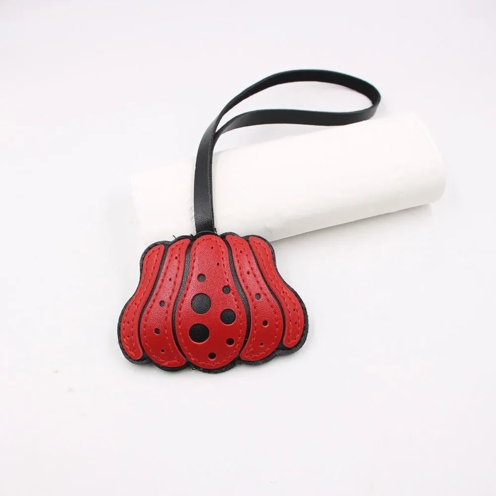 Funny Solid Color Pumpkin Keychain Leather Polka Dot Halloween Bag Pendant Charm Key Ring Beg Accessories Men