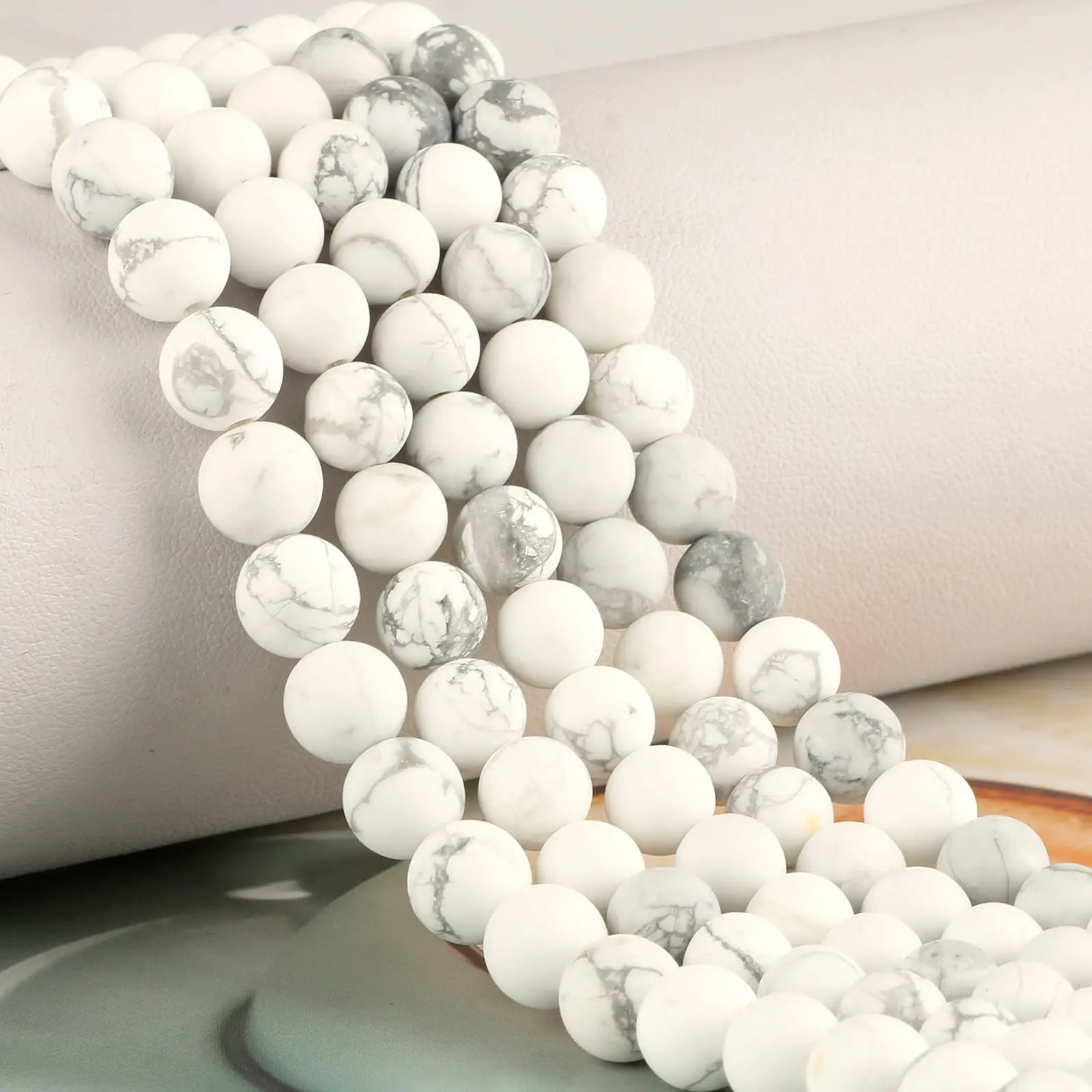 4/6/8/10mm Natural Stone Frosted Howlite Beads Matte Round Bead With Elastic Thread For Jewelry Making Bracelet Wholesale