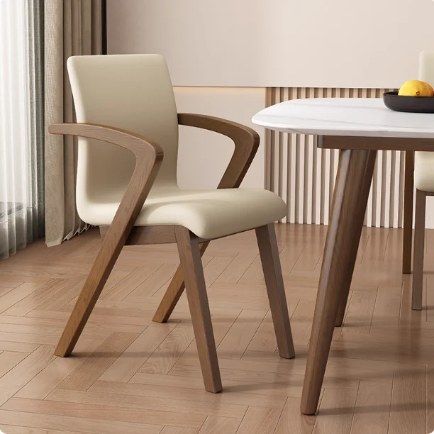 

-For Modern Simple Solid Wood Dining Chair Home Backrest Designer Living Room Hotel Restaurant Chairs Soft PU Leather&