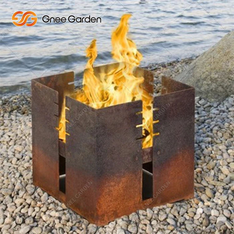Factory Latest Square Cooking Corten Steel Fire Pit Barbecue Grill