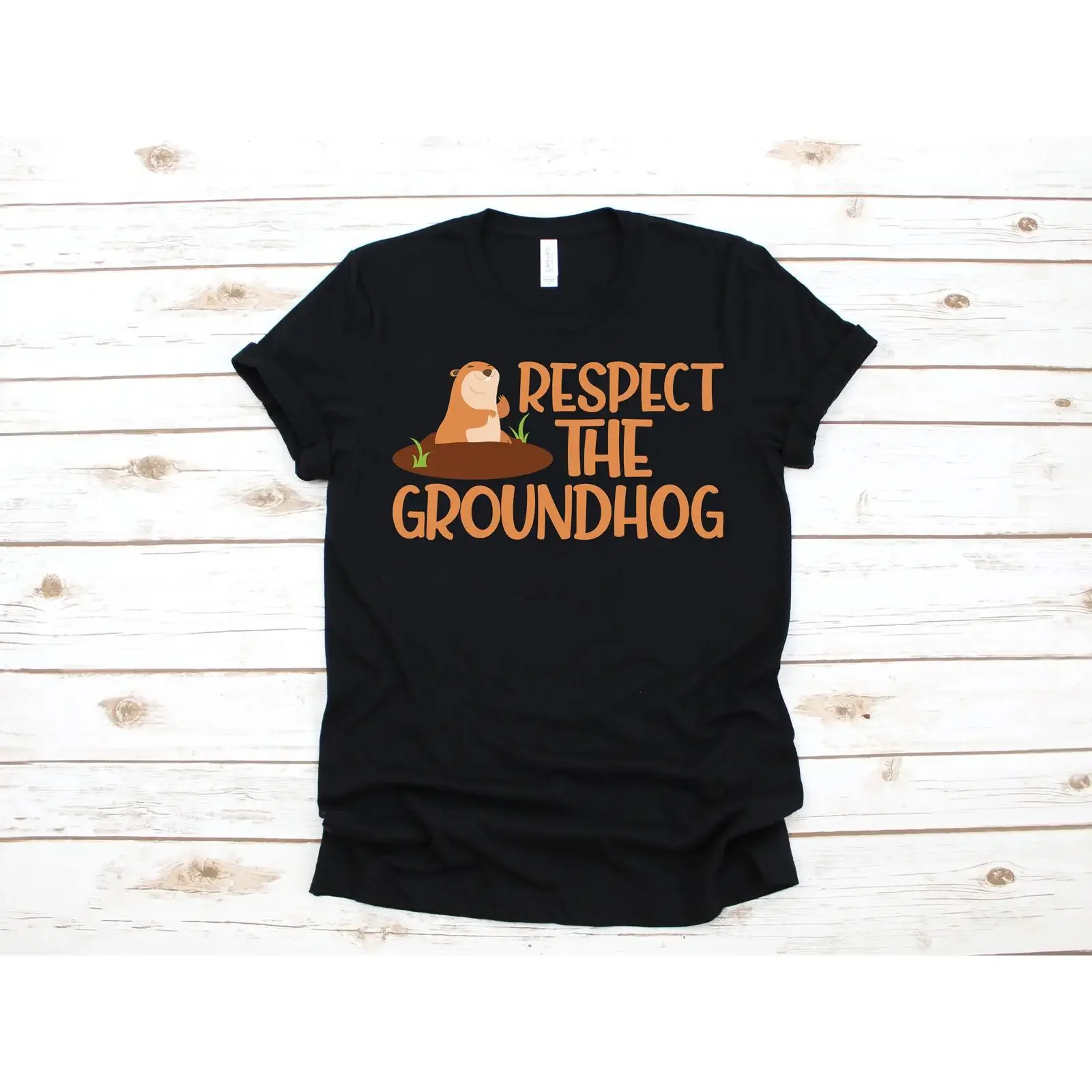 Respect The Groundhog Day Animal Funny T Shirt Kids SweaT Long Sleeve Apparel  vintage Washed Versatile Stretched Comfortable