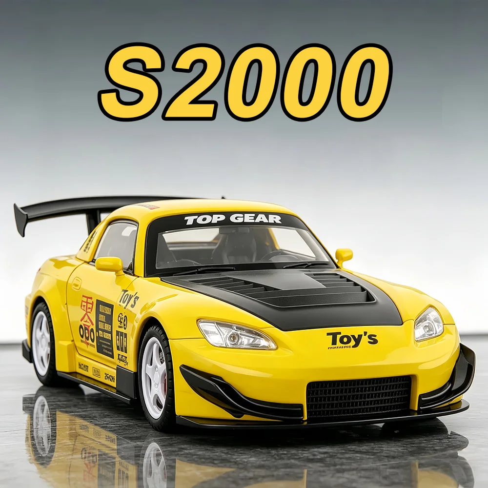 

1:22 Honda S2000 RWB 993 Miniature Sportscar Diecast Alloy Model Toy Front Wheel Steering Doors Opened Sound Light Cars Boy Gift