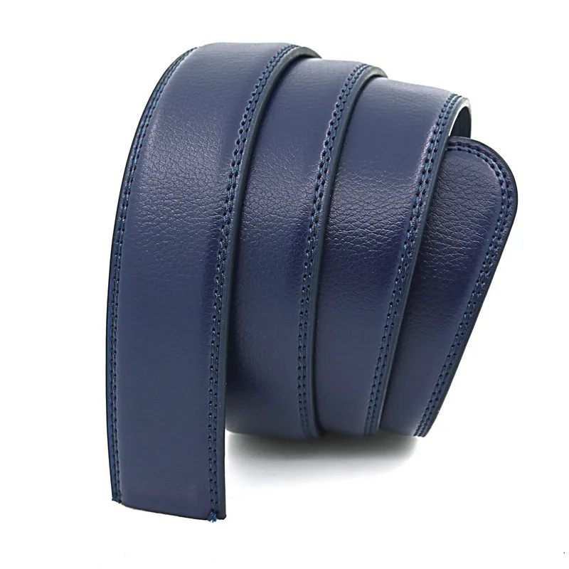 110-130CM Men Automatic Belt Body 3.5CM Genuine Leather Waistband NO Buckle Navy Blue Gray Manufacturers Cheap Wholesale