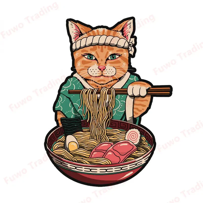 Japanese Samurai Cat Car Sticker Neko Kitty Decal Simple Fashion Caravan Window Motorcycle Bumper Trunk Laptop Decor Waterproof