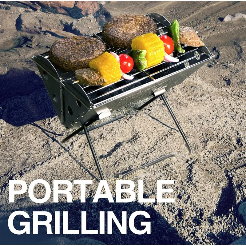 

Stable Outdoor Camping Flat Backpack Portable Stainless Steel Bbq Grill and Fire Pit