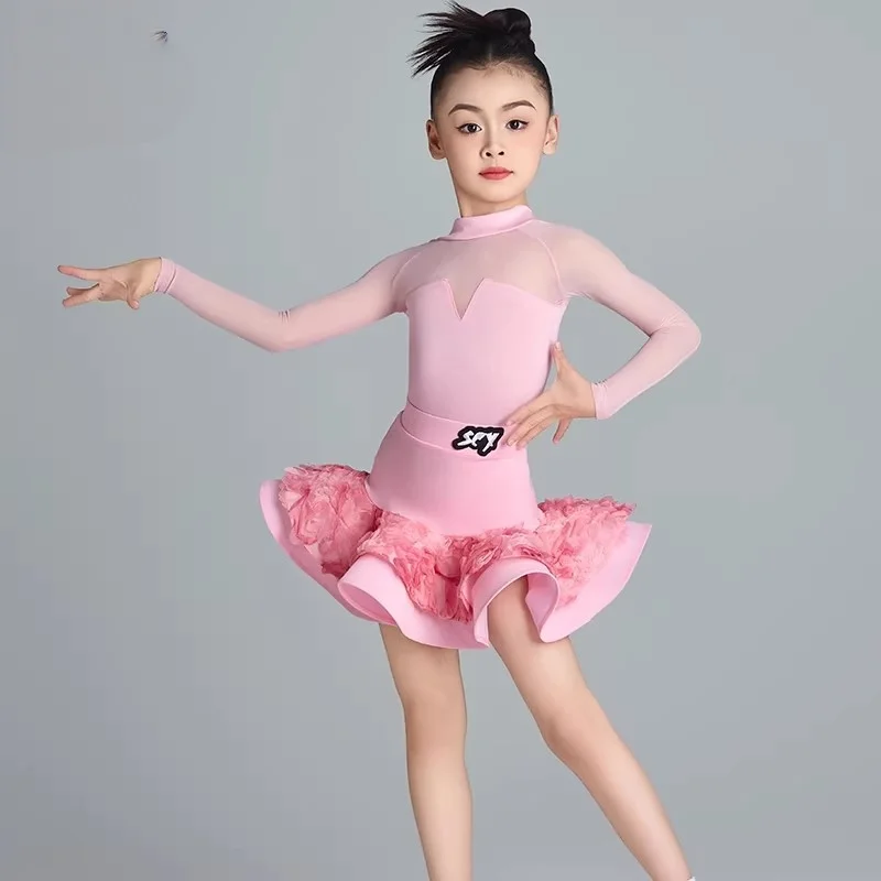 

Платье для латиноамериканских танцев (ча-ча-ча, румба, танго) для девочек, детское, для тренировок и соревнований, бальные платья, одежда для самбы и сальсы, детская танцевальная одежда