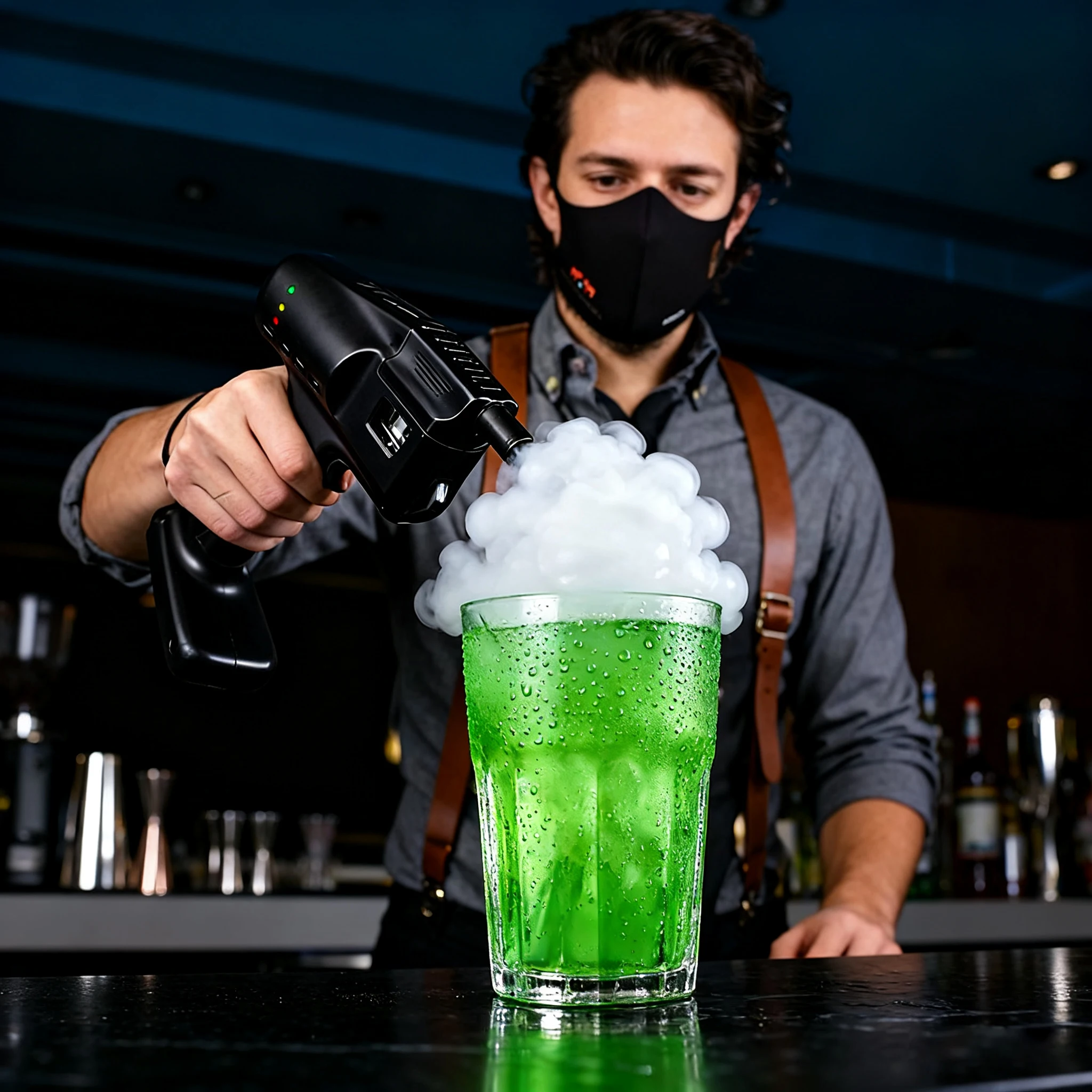Cocktail Smoke Bubble Gun - USB Powered With 5-Flavor Aroma Liquid & Edible Bubbles For Cold Smoking Food & Drinks view 3