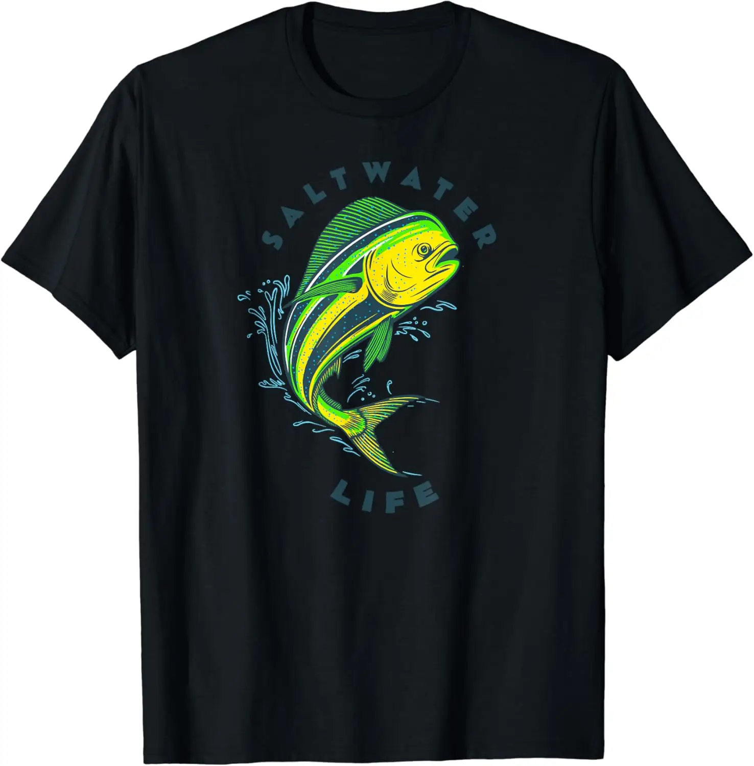 Saltwater Mahi Mahi Jumping Fishing T-Shirt Short Sleeve Tops Tees Cotton Print Tshirts