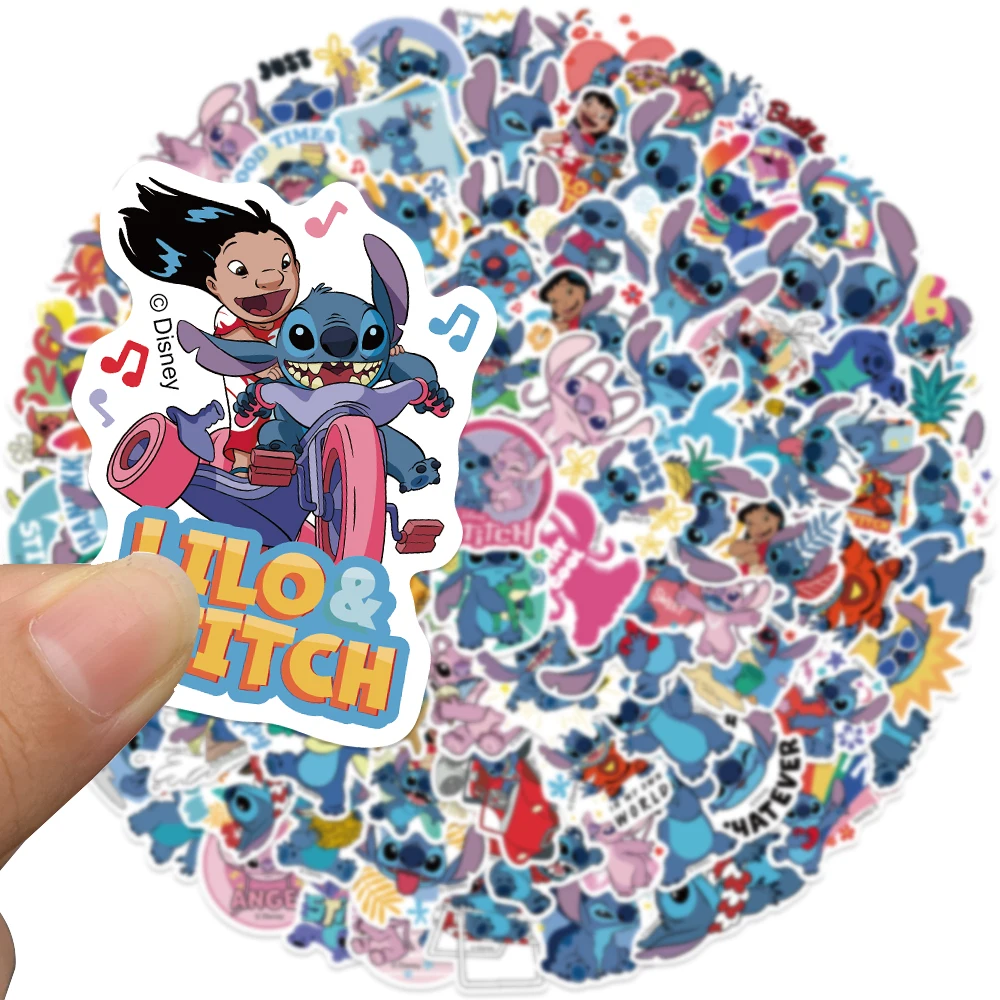 50/100Pcs Disney Cute Cartoon Lilo & Stitch Stickers Laptop Phone Suitcase Guitar Graffiti Waterproof Sticker Decals Kids Toy