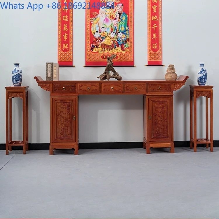 Wooden Altar Table for Living Room Home Temple Furniture Solid Wood Console Table for Worship and Decorative Use