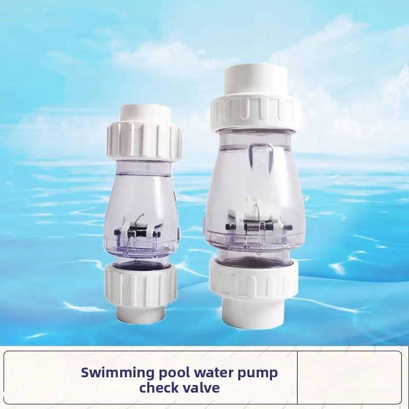 Transparent PVC Check Valve – Non-Return One-Way Flow Control for Swimming Pools & Spas, Durable Pool Accessory