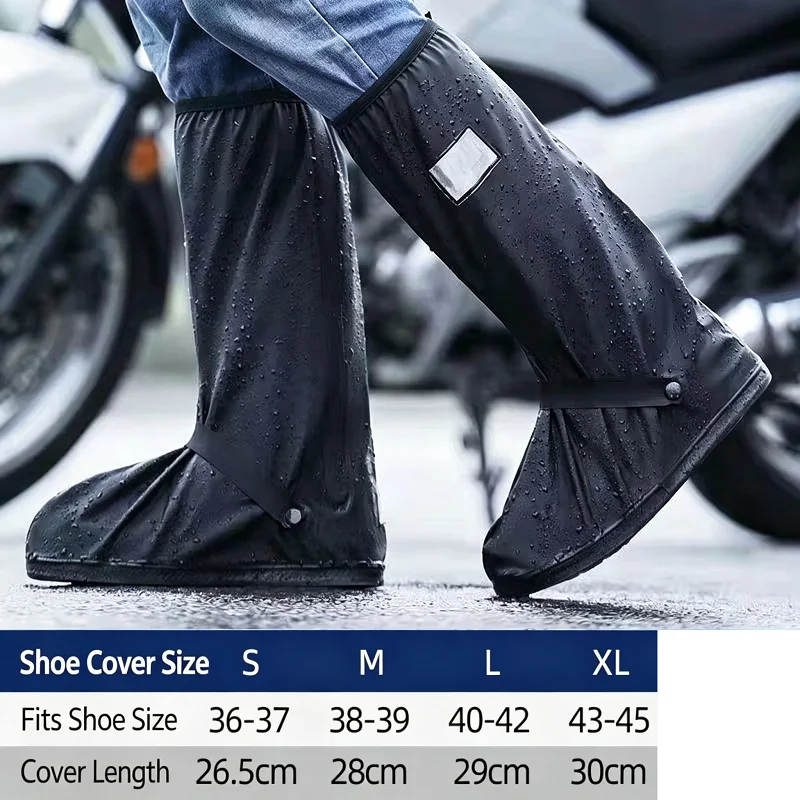 Waterproof Motorcycle High Tube Rain Boots Covers Reflective Non-Slip Moto Cycling Bike Footwear Reusable Rain Protection