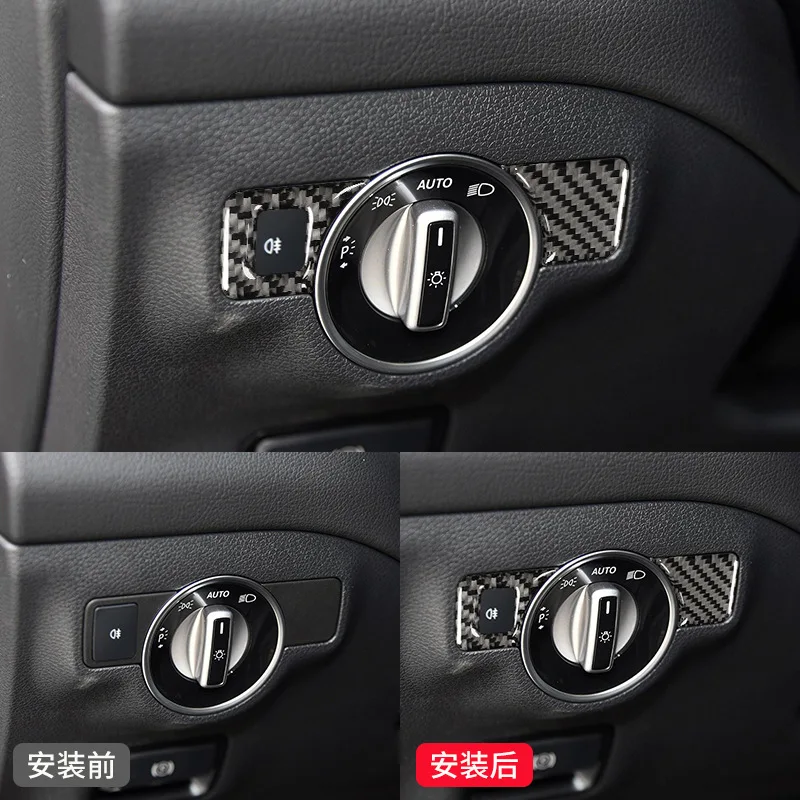 

FOR Mercedes Benz GLA CLA A B Class Decorative sticker for modifying headlight switch Carbon fiber interior accessory