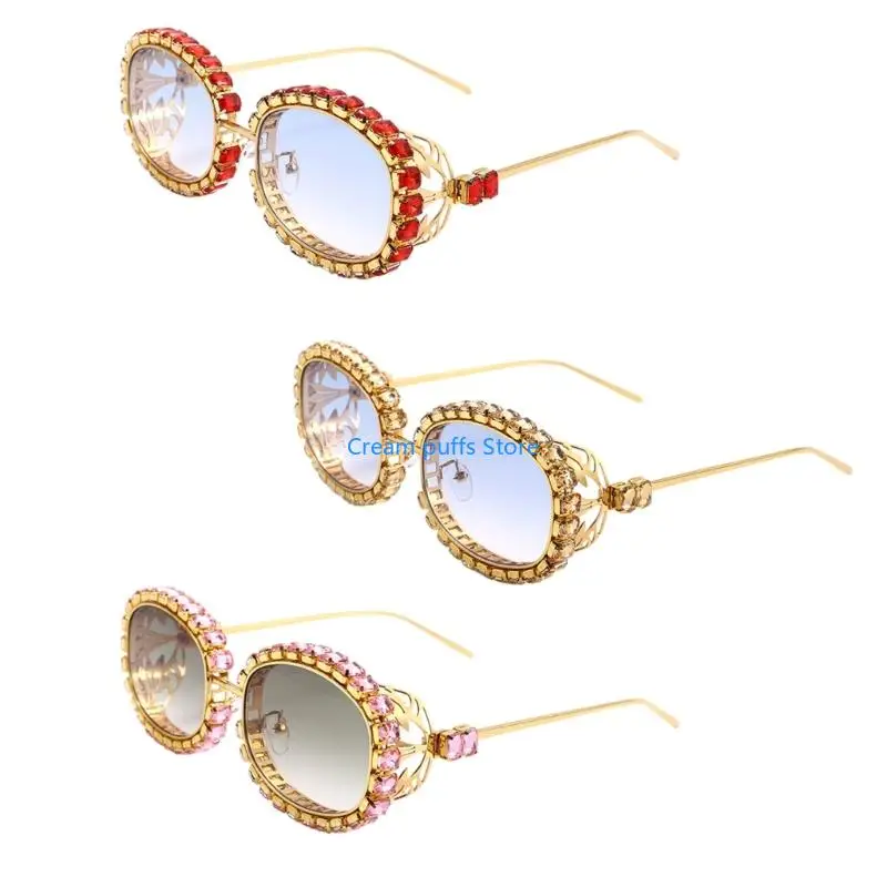 

50LE Punk Theme Sunglasses Metal Rhinestones Frame Sunproof Lenses Eyeglasses 2025 New Dropping
