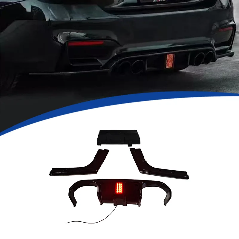 Für BMW 3er F30 2013-2018 M3-Style Heckdiffusor ABS-Kunststoff Karosserie-Kit Zubehör Hochglanz Schwarz