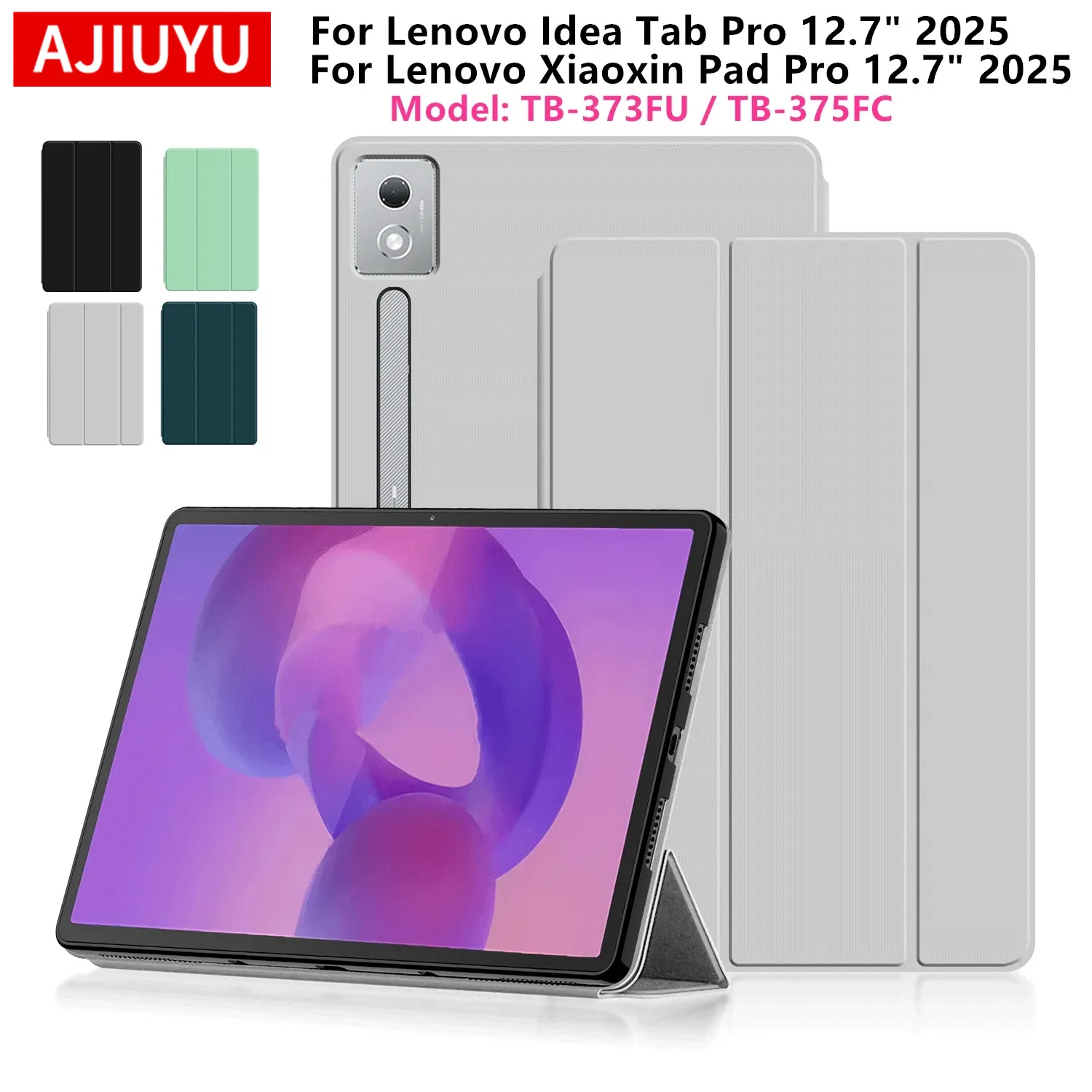 Case for Lenovo Idea Tab Pro 12.7' TB-373FU PU Leather Flip Stand Cover for Xiaoxin Pad Pro 12.7 Inch 2025 TB-375FC Tablet Case