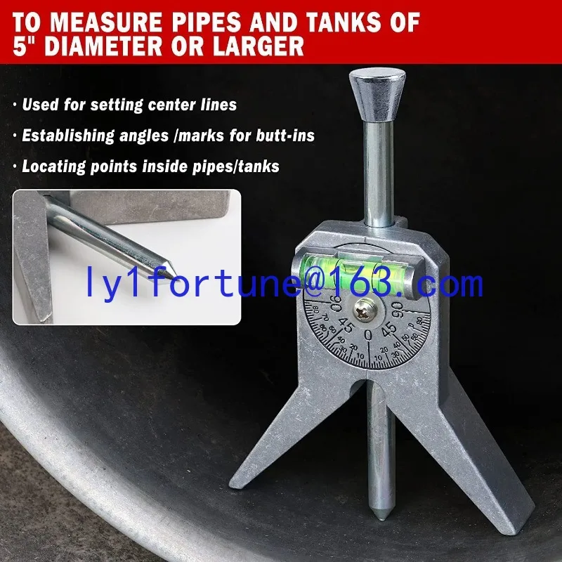 Pipe Center Detector Y Pipe Center Detector with Adjustable Dials Bubble Protractor