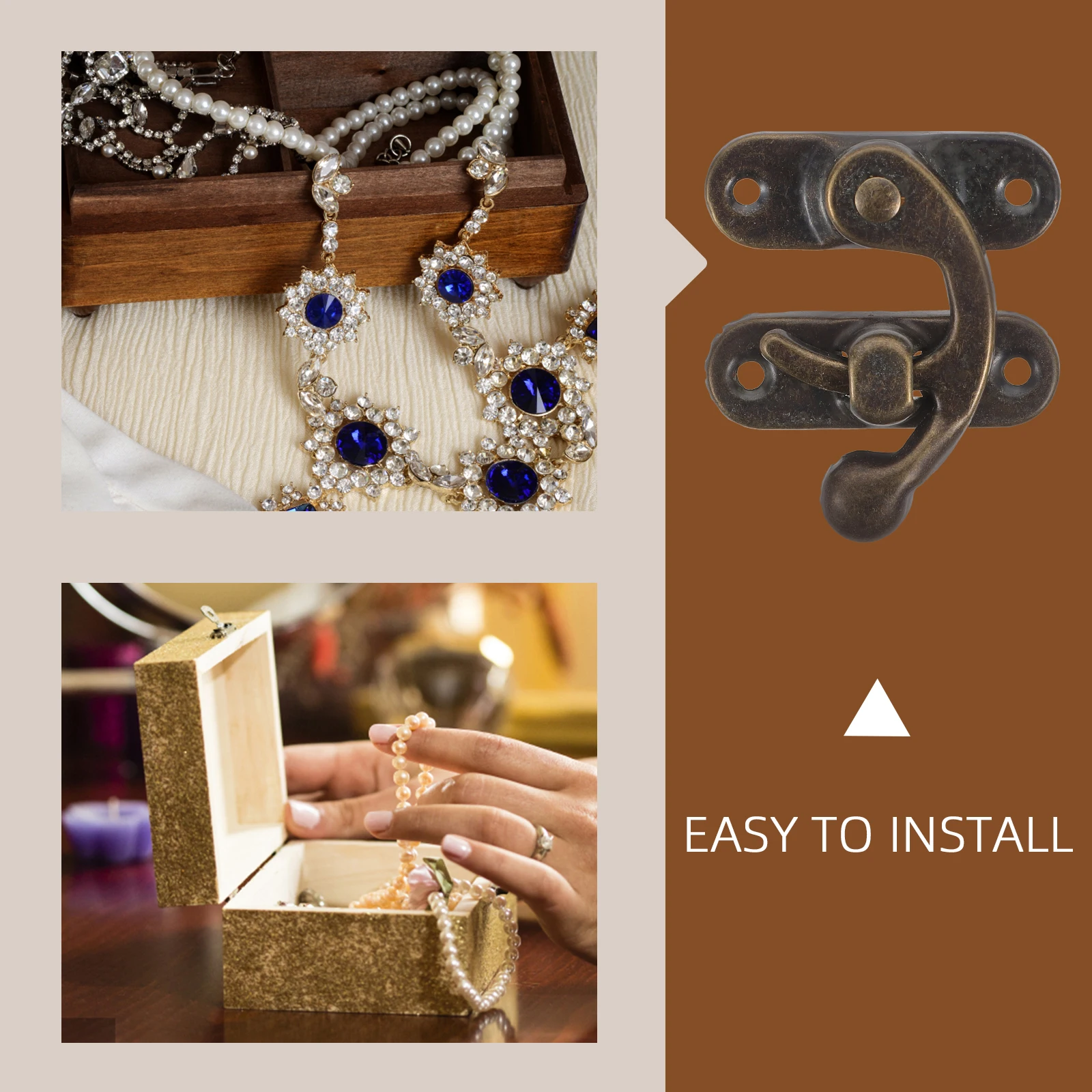 

50Pairs Iron Box Latch Vintage Style Jewelry Box Lock Retro Cabinet Buckles Furniture Accessory Retro Cabinet Buckles
