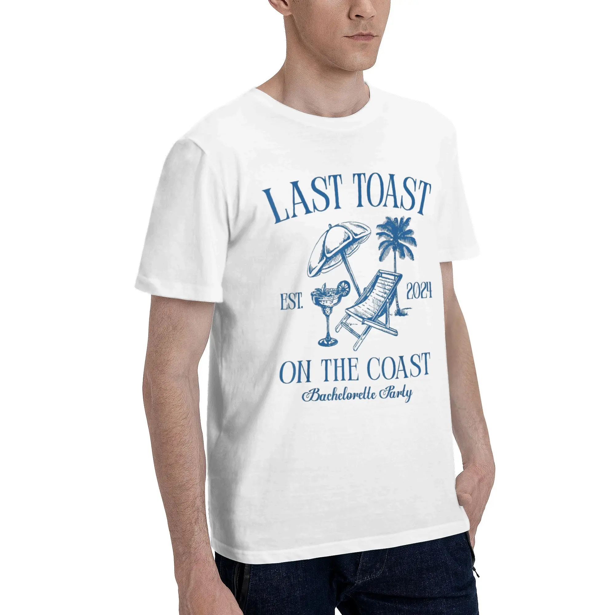 Oversized T Shirt Last Toast On the Coast Est 2024 Beach Bachelorette Party 100 Cotton T Shirts for Summer Y2K Short Sleeve Tops