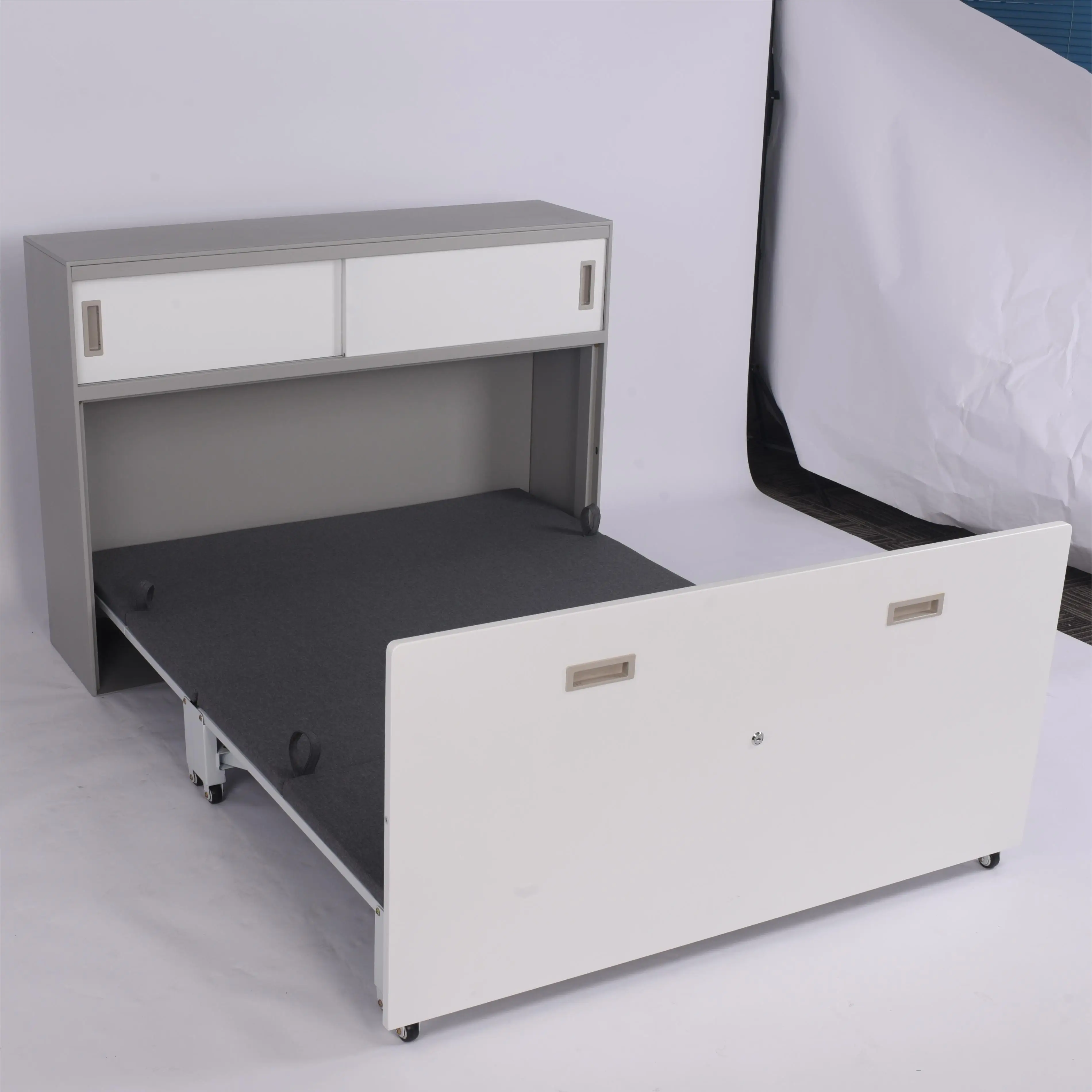 Source Factory High Quality Four-Fold metal Ultra-thin invisible folding bed with cabinet for classroom students napping