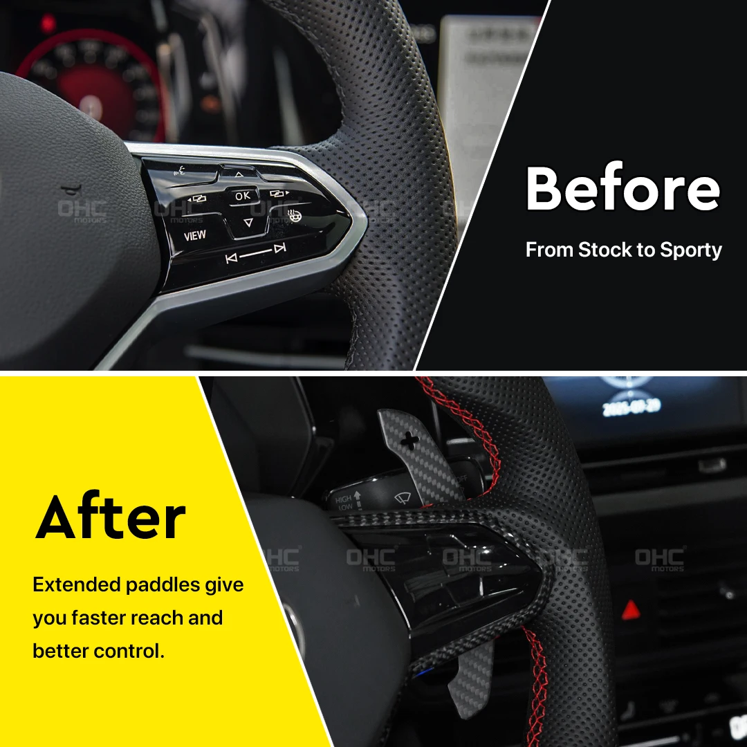 المغناطيسي ماتي ألياف الكربون مجداف المبدلات لشركة فولكس فاجن جولف 8 MK8 GTI R Line 2021 2022 2023 2024 2025 الرياضة مخصص استبدال أجزاء