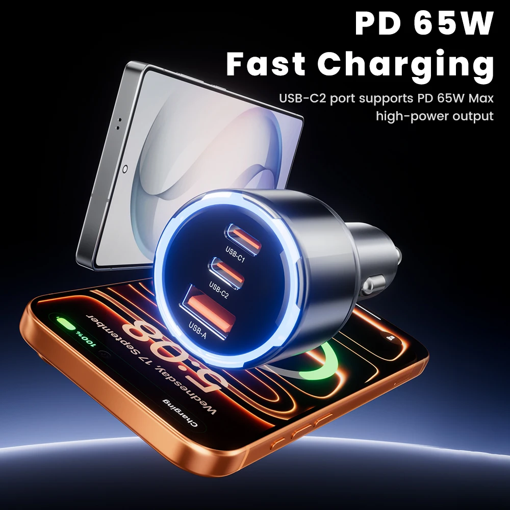 

Toocki 150W USB C Car Charger For Phone PD3.0 SFC3.0 PPS Type C Charger For iPhone 17 Samsung S26 25 Xiaomi Huawei OPPO OnePlus