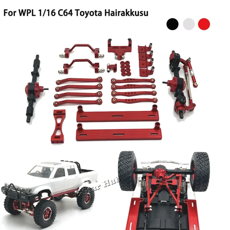 Pedali del piede dell'asse posteriore anteriore tirante telaio della sospensione Base del timone per WPL 1/16 C64 Toyota RC Crawler parti di aggiornamento in metallo per auto