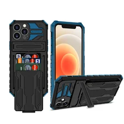 Case for iPhone 15 14 13 12 11 Pro Max With Card Holder KickStand Camera Protection Shockproof Phone Cover for iPhone XR XS Max