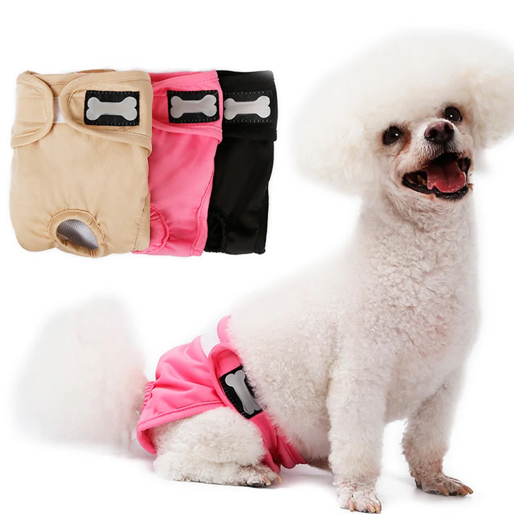 

Reusable Pink Female Dog Diapers Washable Elastic Underwear Size M Waist 28-40cm Absorbent Washable Pet Panties