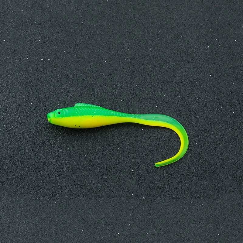 Angelköder, Sichelschwanz, weicher Köder, 5,5 cm, 6,5 cm, interne Laser-Pailletten, zum Fügen von Salz, Fischgeruch, Wurm, Kunstköder, Lot 6 Stück – Detail 4