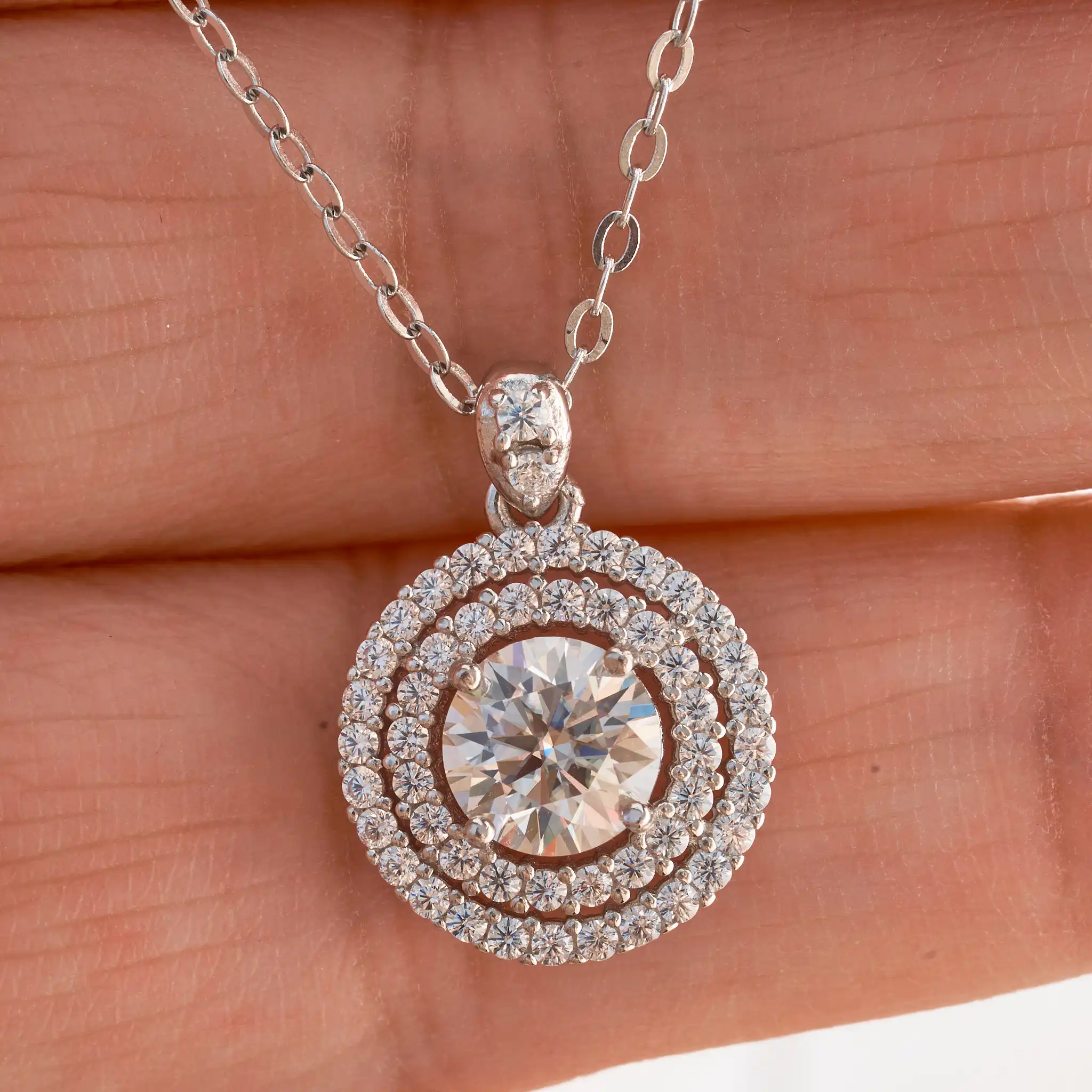 

1ct 6.5mm VVS D Color Moissanite Diamond Necklace 925 Sterling Silver Luxury Jewelry Women's Wedding party dating gift