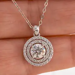 1ct 6.5mm VVS D Color Moissanite Diamond Necklace for Women 925 Sterling Silver Luxury Jewelry for Wedding Party Dating Gift