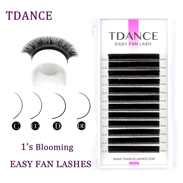 TDANCE Easy Fan Lashes Bloom przedłużanie rzęs grubość 0.05 0.07 Austomatic Flowering szybki wentylator Self-Making Fans sztuczne rzęsy