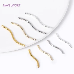 18K Gold Plated Brass S Shape Curved Tube Metal Twisted Tube Beads Connector DIY Necklace Jewelry Making Accessories Wholesale