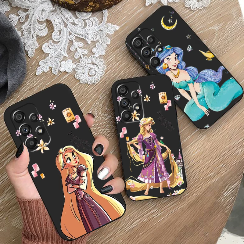 Princess Tangled Rapunzel For Samsung A53 A52 A33 A32 A51 A71 A21S A13 A73 A50 A22 A23 A03 A72 A54 A12 5G Black Cover