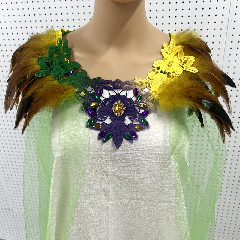 

New Carnival Glitter Feather Headband Tri-color Party Accessory for Brazil Carnival Celebration Shawl Decoration